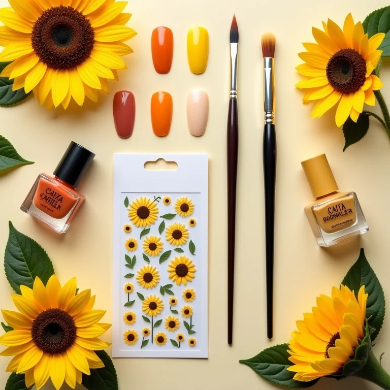 Produtos para unhas decoradas girassol.