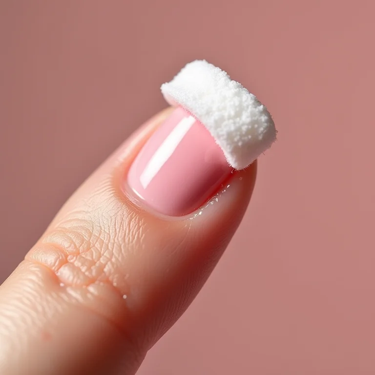 Remoção de esmalte com removedor sem acetona.