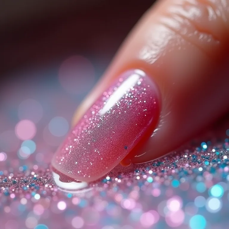 Remoção de glitter com removedor de esmalte em gel
