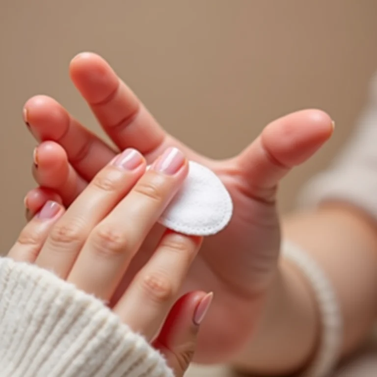 Remoção suave de esmalte de unhas infantis.