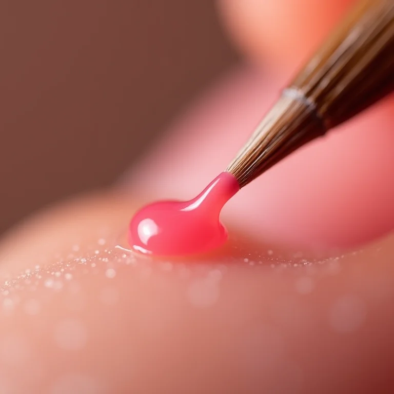 Retoque de lasca de esmalte com pincel fino