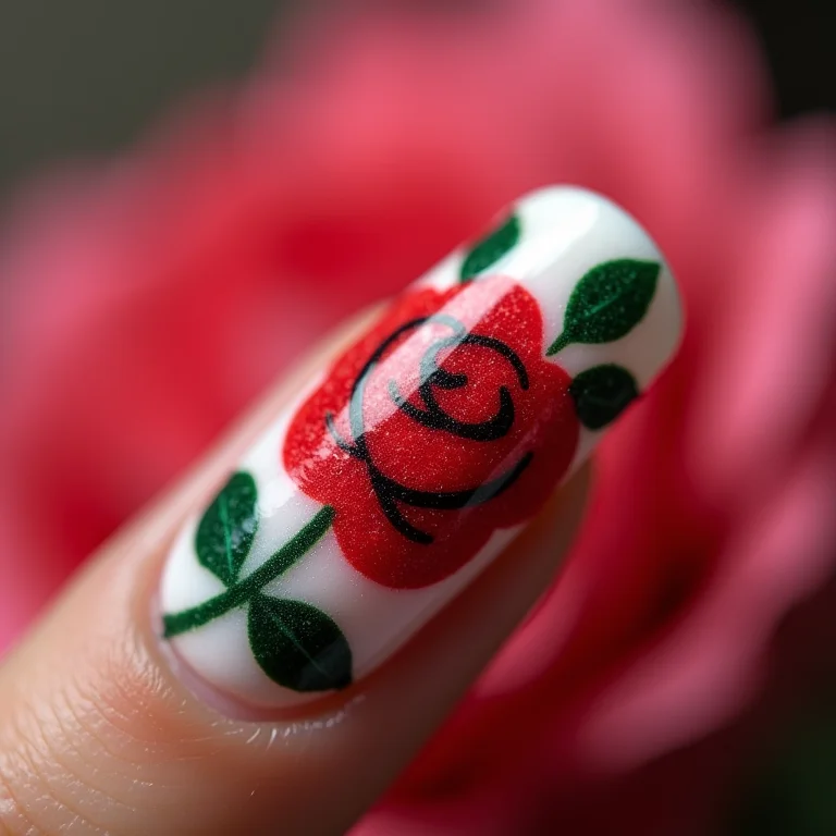 Rosas duradouras na decoração de unhas.