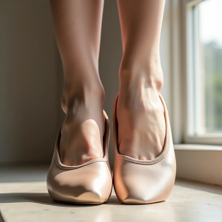 Sapatilha de balé antiga ao lado de unhas de gel bailarina modernas