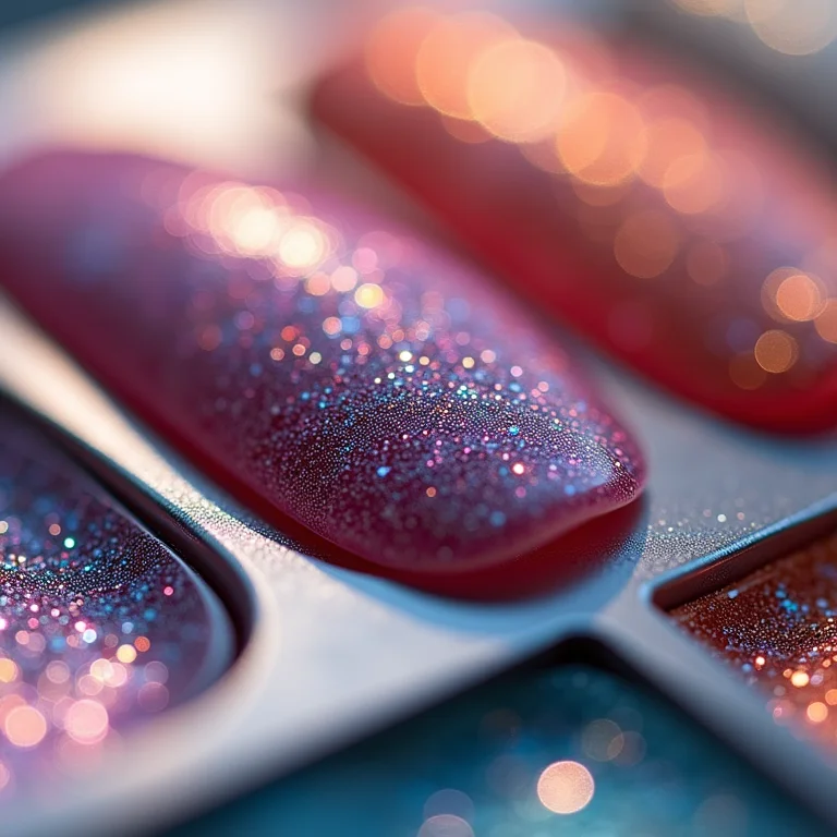 Swatches de esmaltes com glitter da Colorama em close extremo