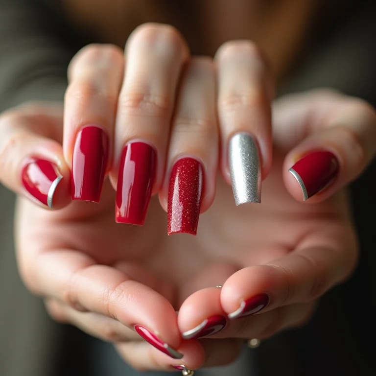 Tabela resumo de unhas vermelho e prata