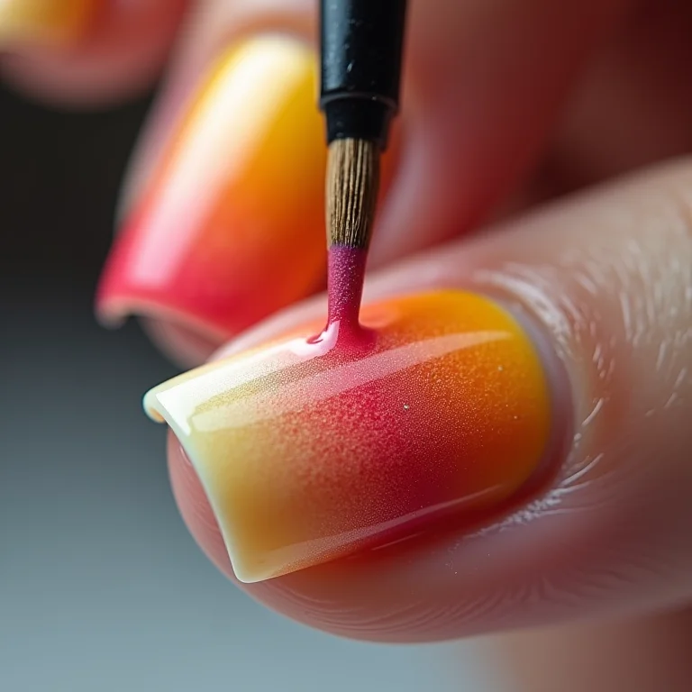 Técnica de gradient nail art com esponja