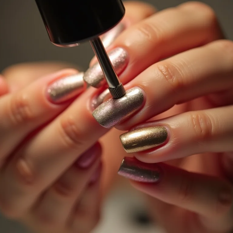 Tutorial de nail art metalizada com fita adesiva