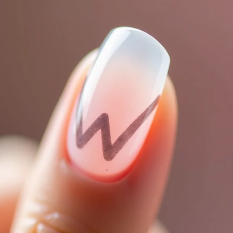 Unha com design 'W' negativo e fundo transparente.