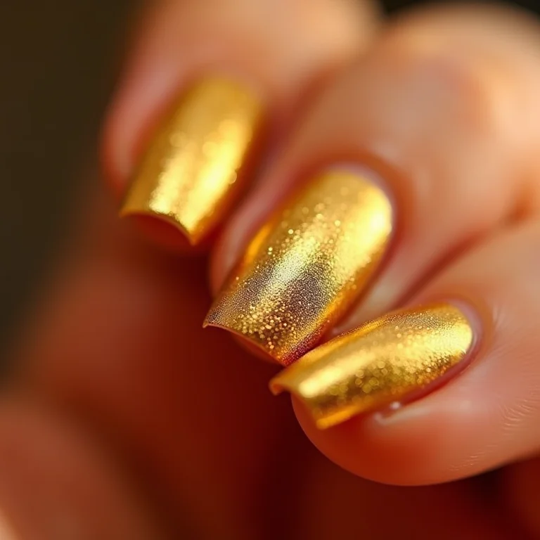 Unha com folha de ouro após duas semanas de uso