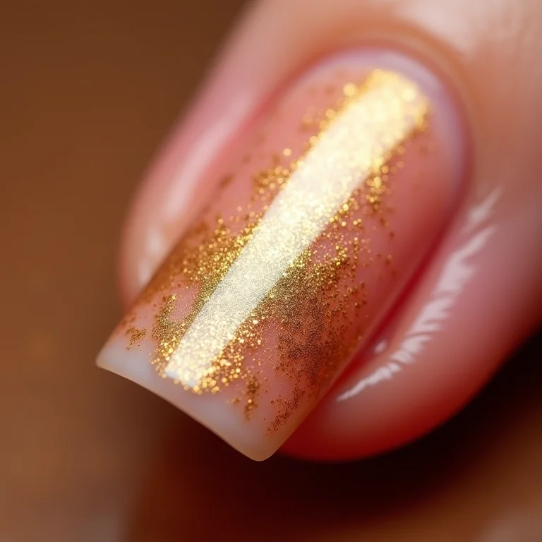 Unha com folha de ouro e cutículas saudáveis