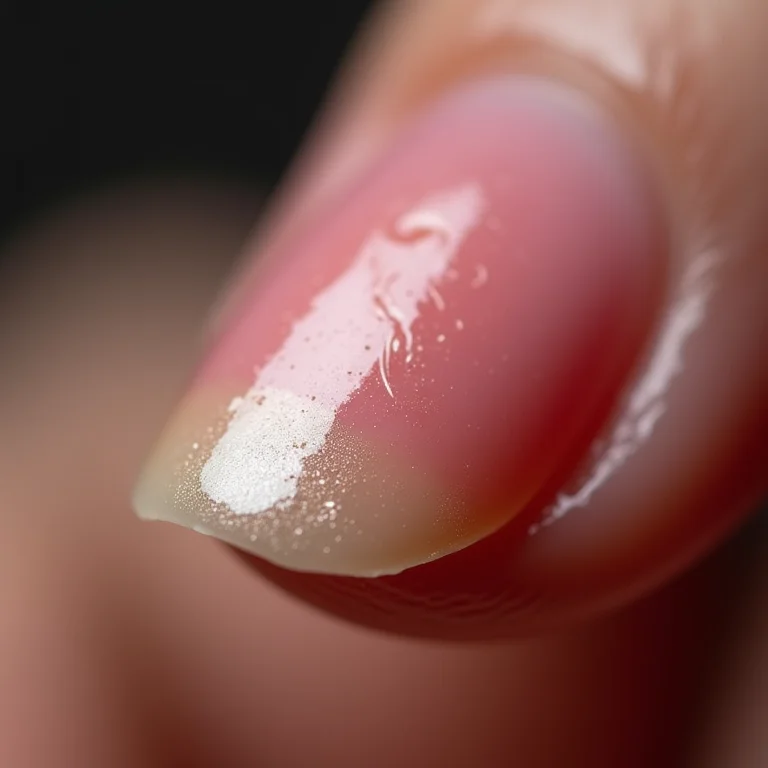 Unha danificada por falta de base protetora.