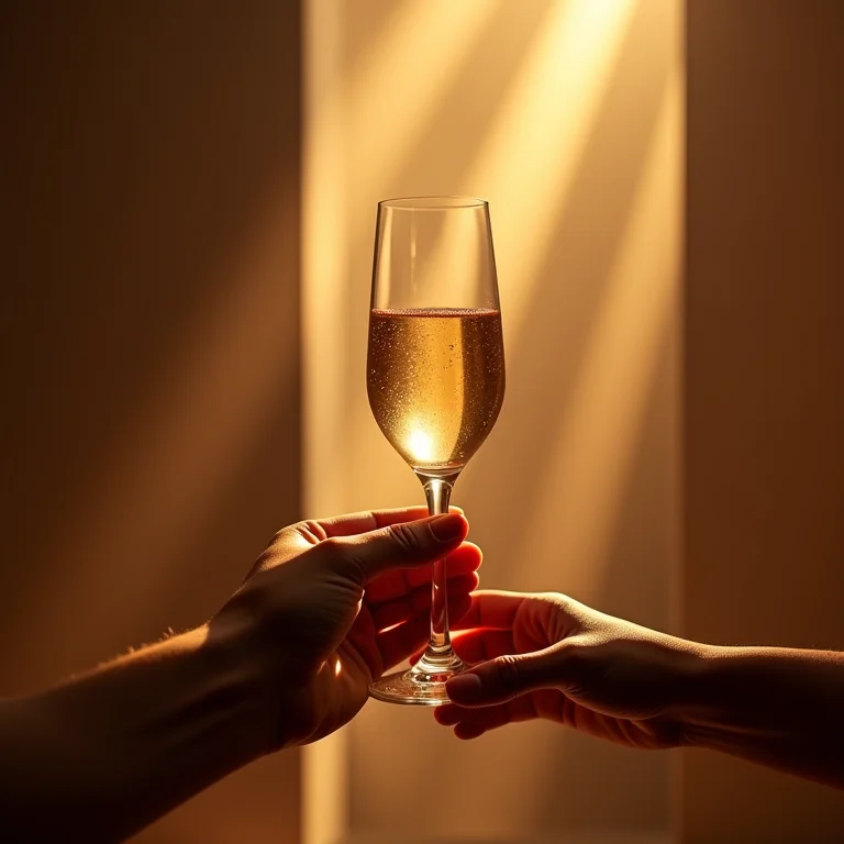 Unha decorada preta quadrada segurando taça de champanhe.