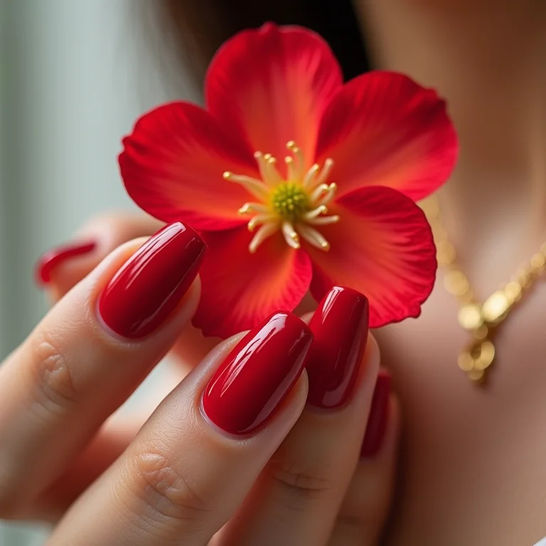 Unha decorada vermelha com flor: +50 ideias românticas e delicadas para você!