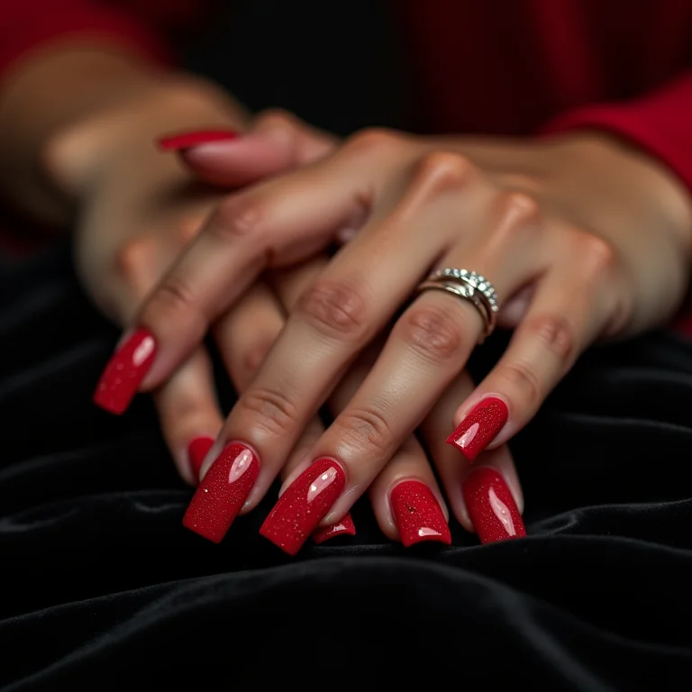 Unha decorada vermelha com glitter: +50 ideias para brilhar em qualquer ocasião!
