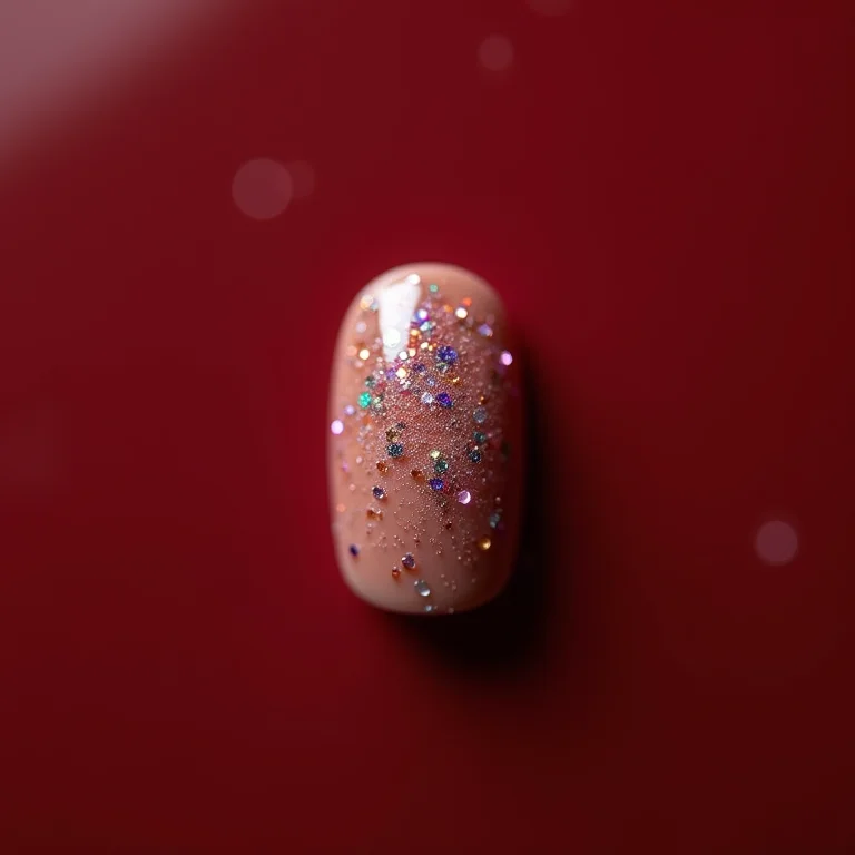 Unha filha única com glitter holográfico