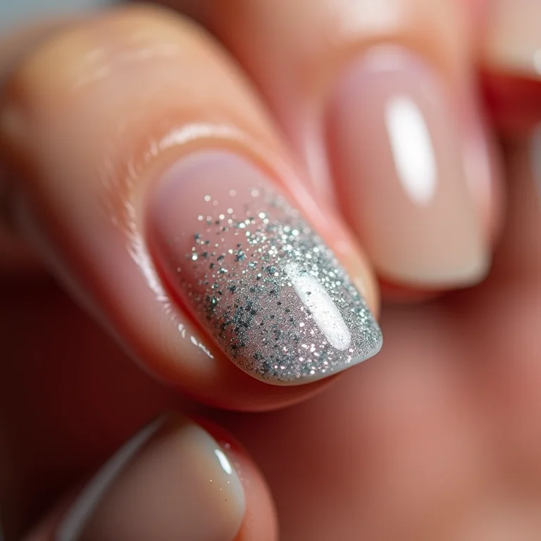 Unha filha única com glitter prata