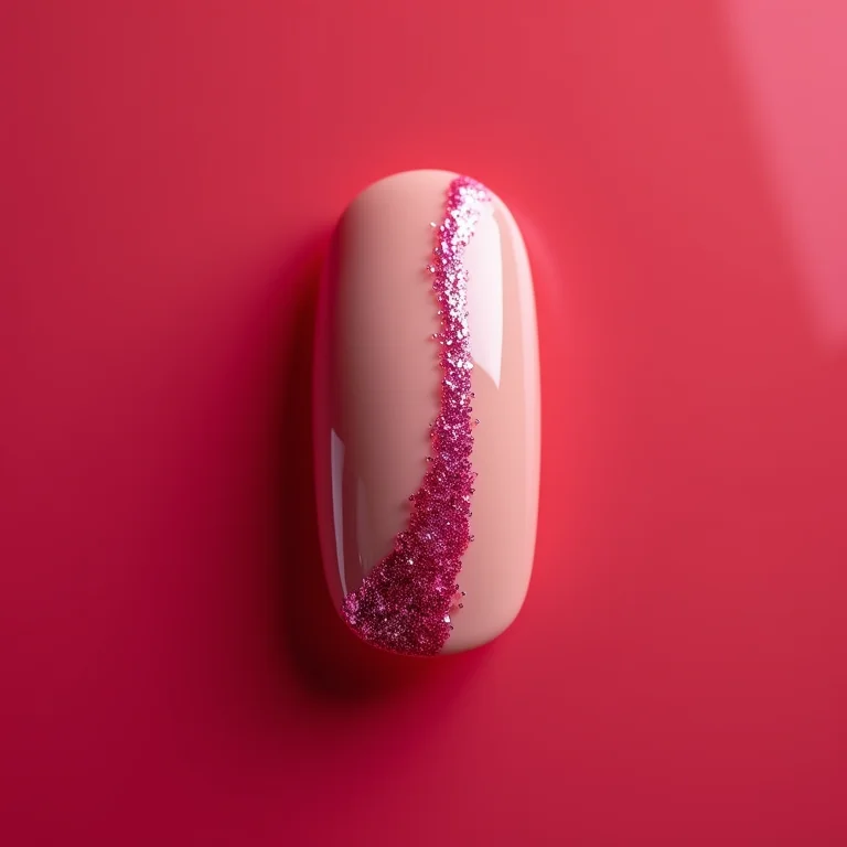 Unha filha única com glitter rosa candy