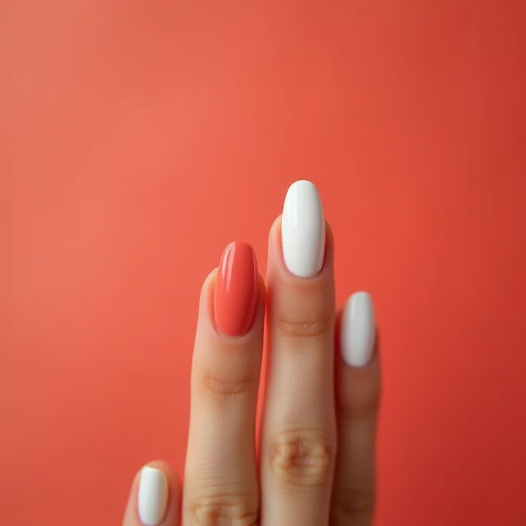 Unha filha única com toque de cor coral