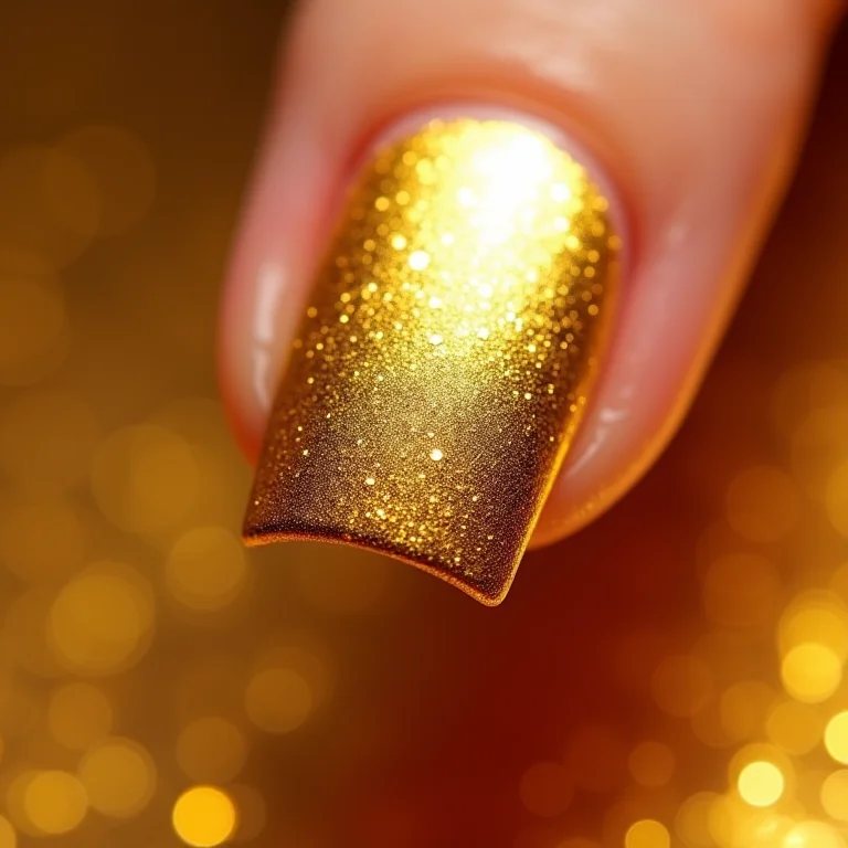 Unha inteira com folha de ouro