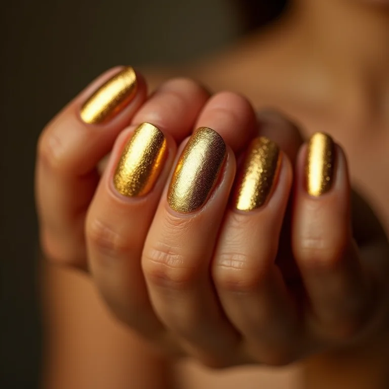 Unha inteira com folha de ouro