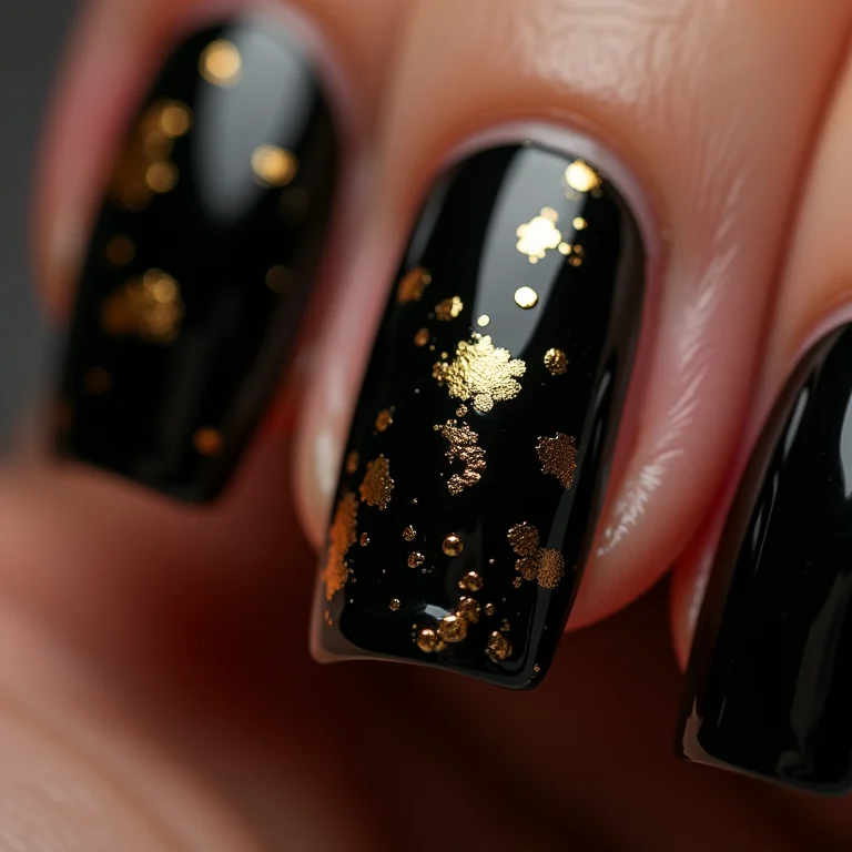 Unha preta com folha de ouro