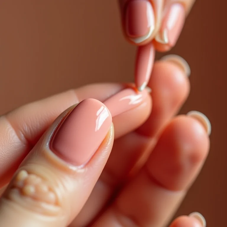 Unha sendo lixada no formato amendoado.