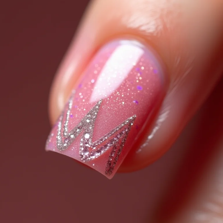 Unha texturizada com 'W' e esmalte em gel.