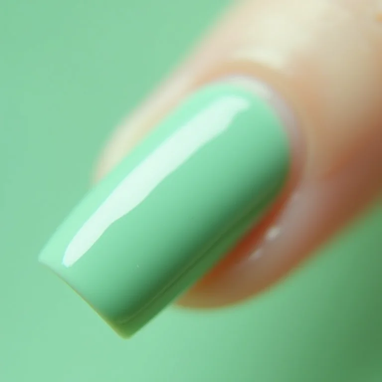 Unha verde menta com brilho intenso