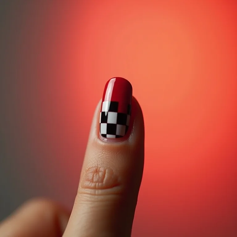 Unha xadrez com filha única vermelha.