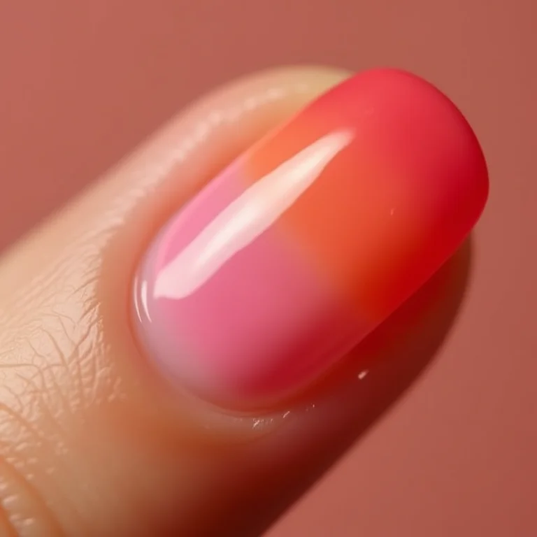 Unhas almond com efeito ombré