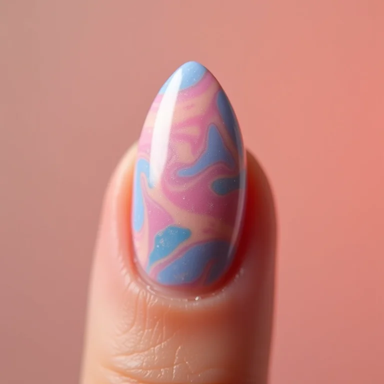 Unhas almond marmorizadas