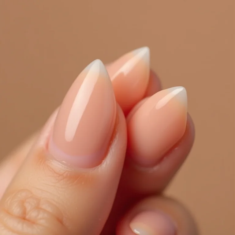Unhas almond minimalistas com esmalte nude