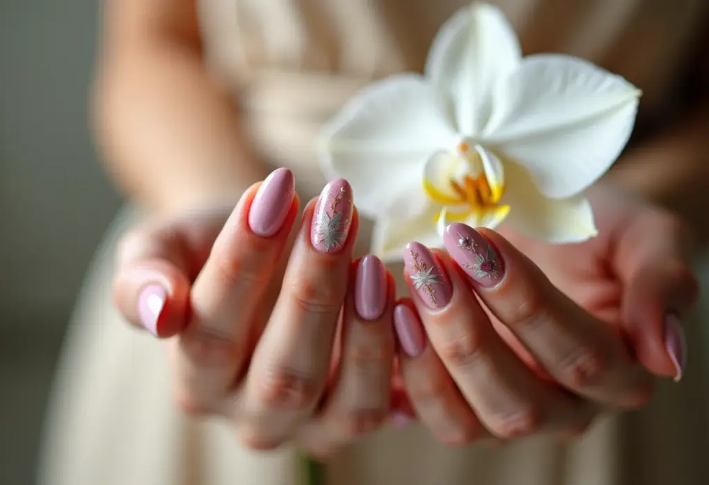 Unhas amendoadas decoradas: 5 ideias que alongam seus dedos Unhas amendoadas decoradas com flores brancas