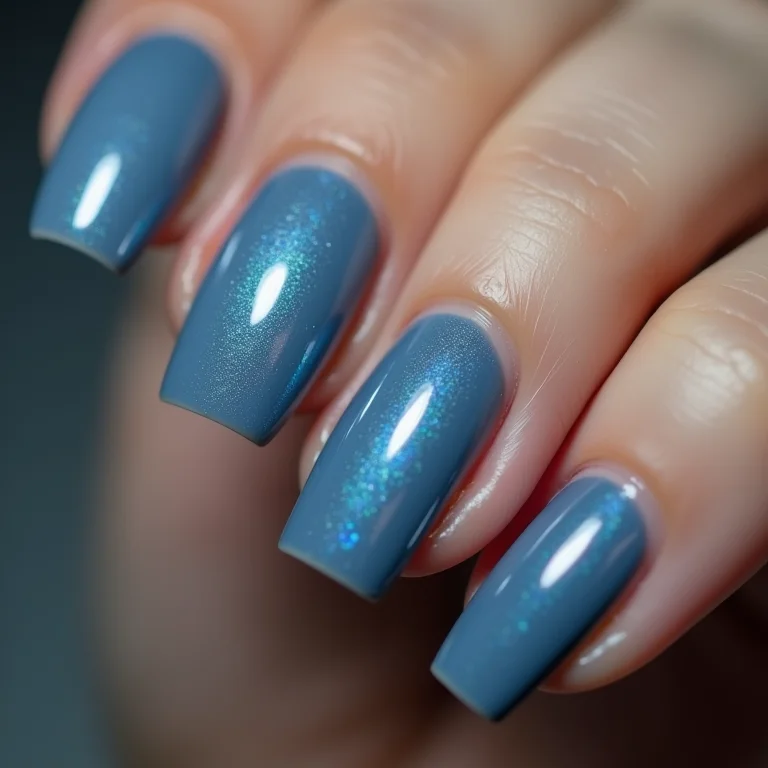 Unhas azul acinzentado, modernidade e sutileza para o inverno 2024
