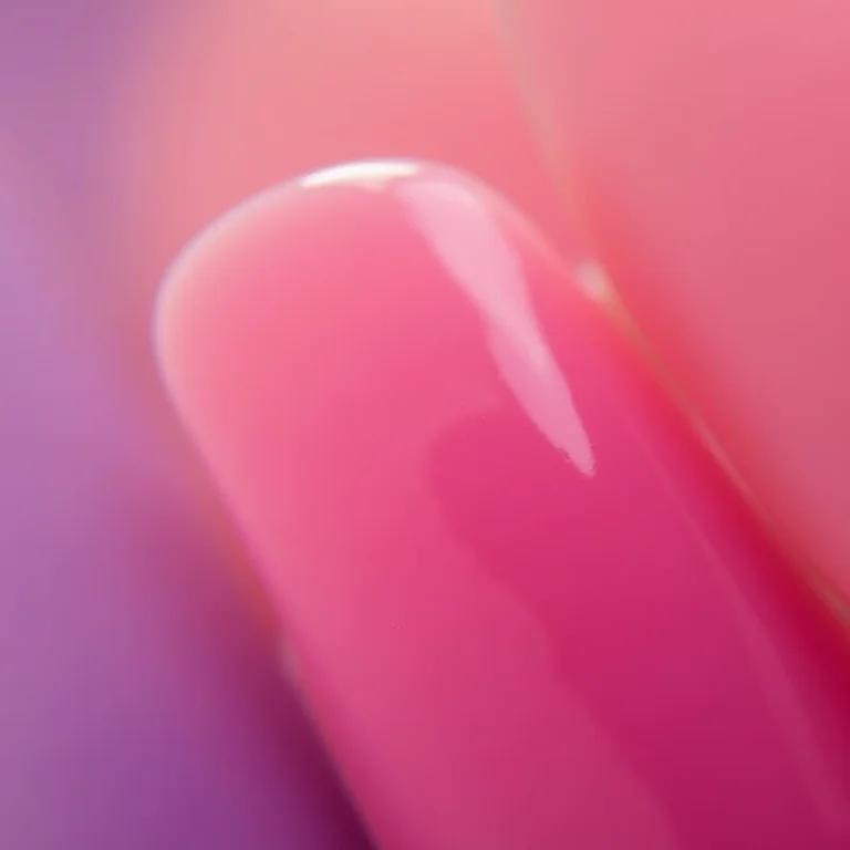 Unhas baby boomer coloridas com degradê lilás e rosa.