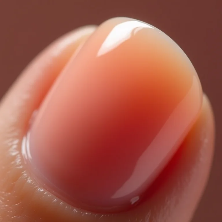 Unhas baby boomer no formato redondo.