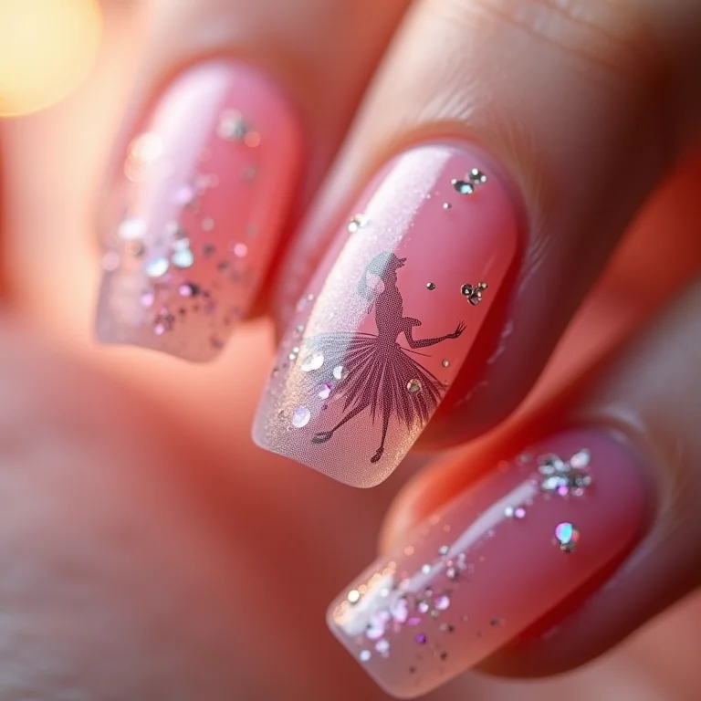 Unhas bailarina com design glamouroso