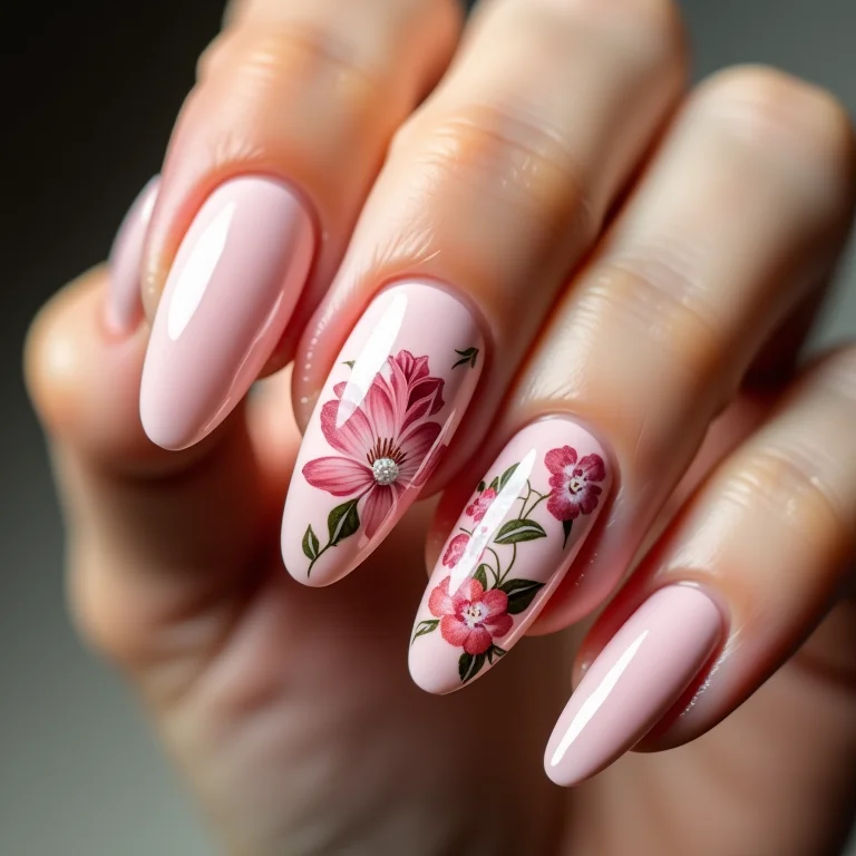Unhas bailarina decoradas com desenhos florais