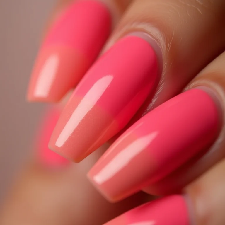 Unhas bailarina em cores degradê do nude ao neon