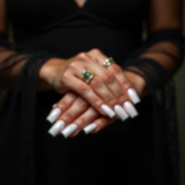 Unhas brancas combinando com look elegante