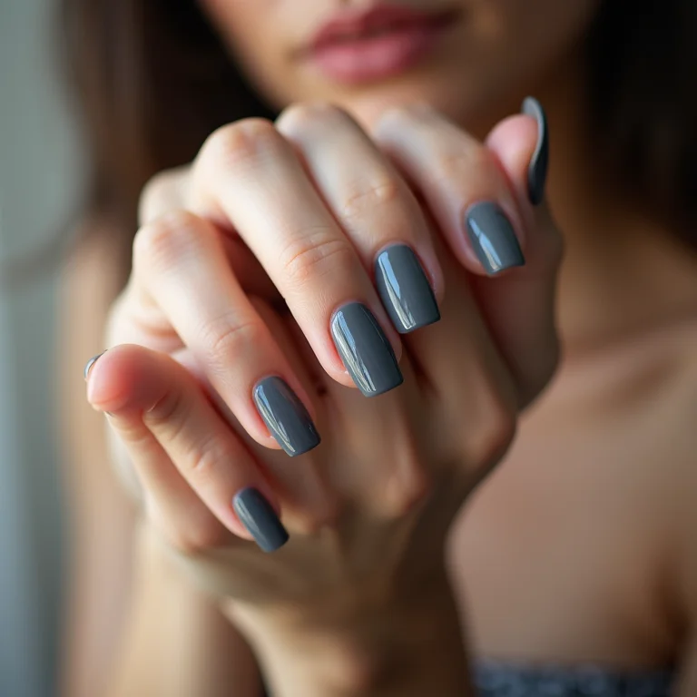 Unhas cinza grafite sofisticadas