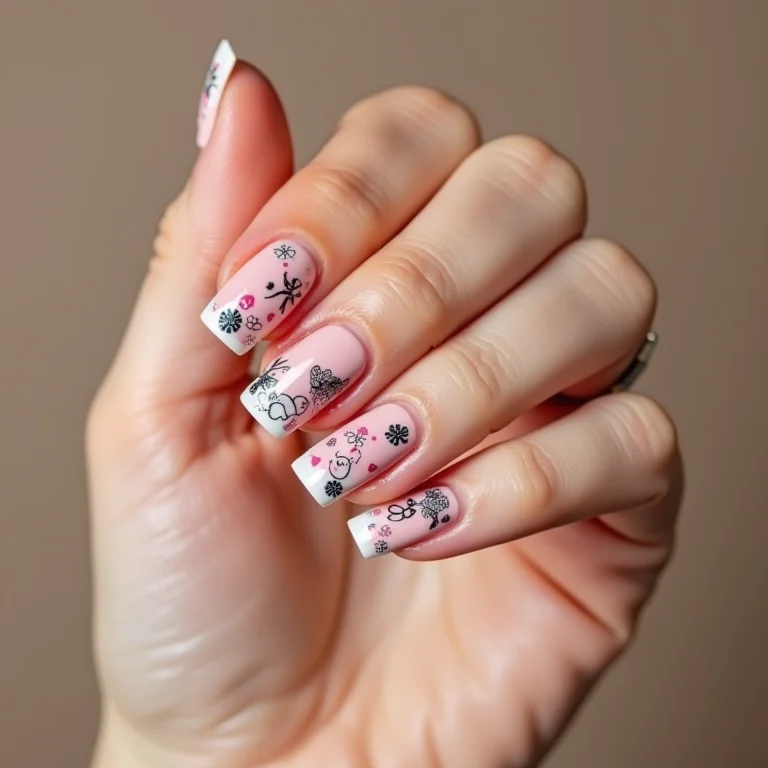 Unhas com adesivos divertidos e práticos.