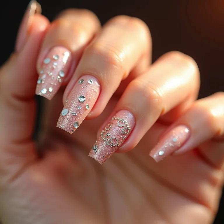 Unhas com adesivos e películas.