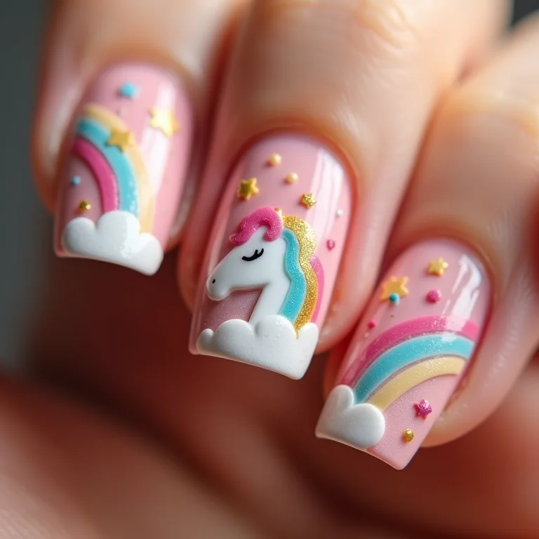 Unhas com adesivos temáticos infantil