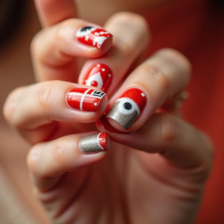 Unhas com bandeirinhas juninas