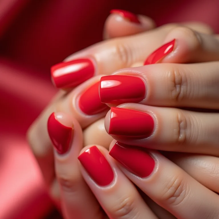 Unhas com brilho extra sobre tecido de cetim.