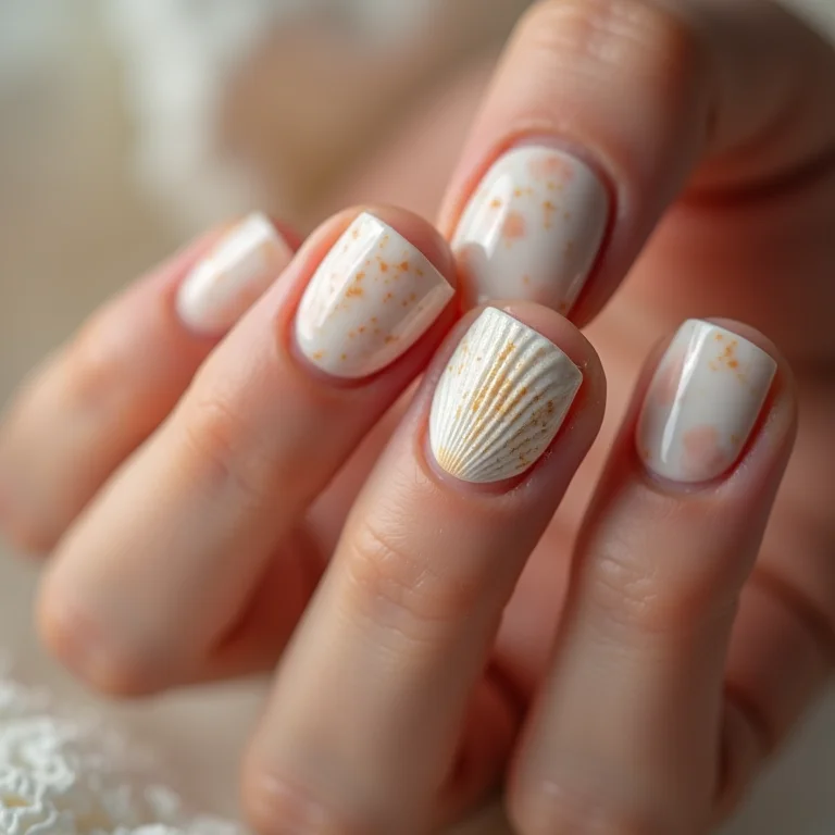 Unhas com conchas: fertilidade, proteção e boa sorte.
