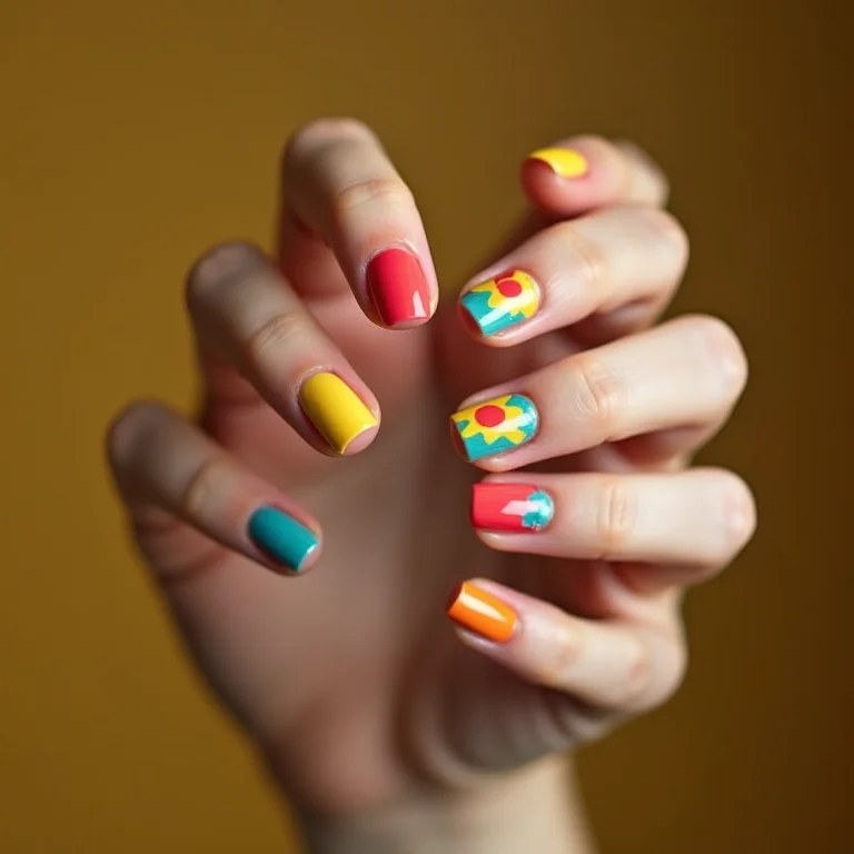 Unhas com cores vibrantes e alegres estilo country