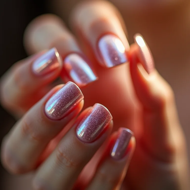 Unhas com efeito cromado em gel