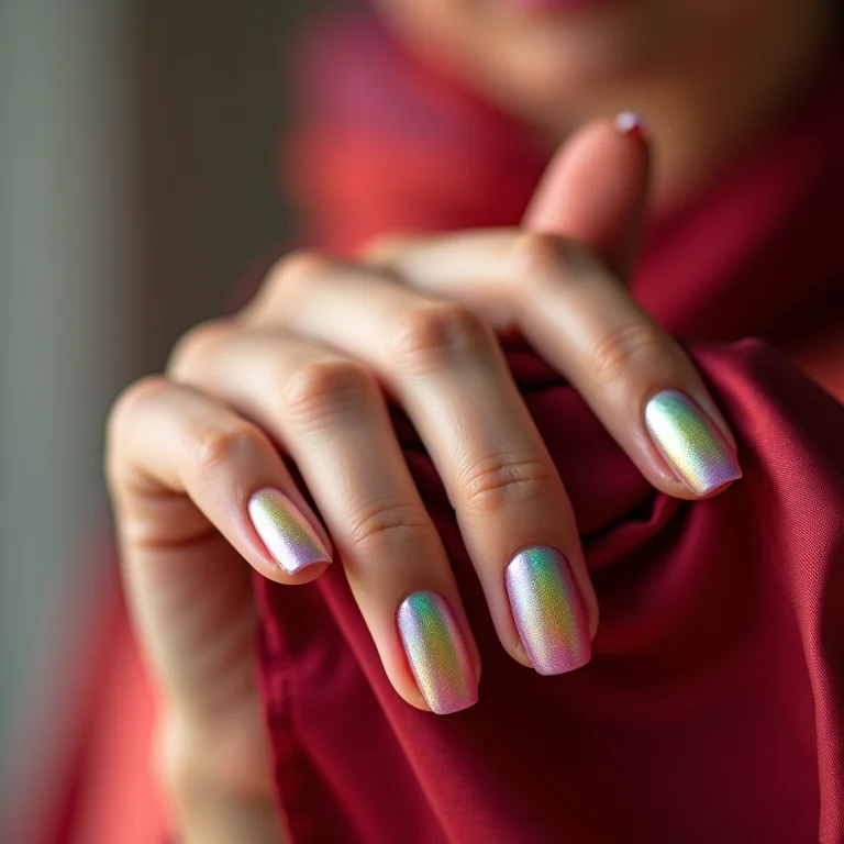 Unhas com efeito ombré e design 'W'.